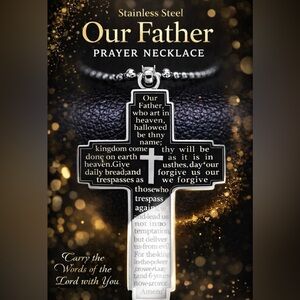 Stainless Steal “Our Father” Prayer Necklace. New